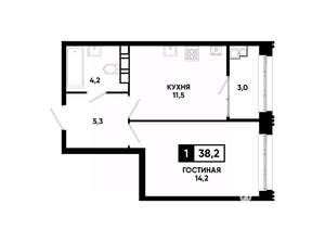 1-к квартира, вторичка, 38м2, 5/24 этаж