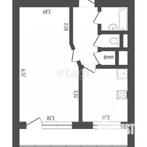 1-к квартира, вторичка, 52м2, 1/9 этаж