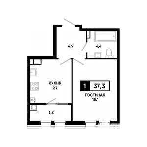 1-к квартира, вторичка, 37м2, 5/16 этаж