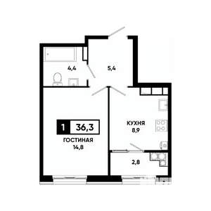 1-к квартира, вторичка, 36м2, 17/18 этаж