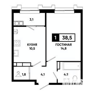 1-к квартира, вторичка, 39м2, 20/21 этаж