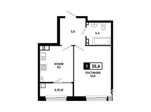 1-к квартира, вторичка, 36м2, 6/24 этаж