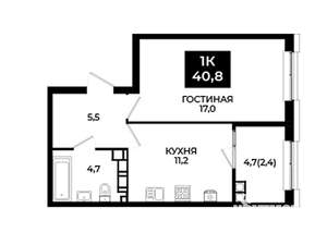 1-к квартира, вторичка, 41м2, 21/24 этаж