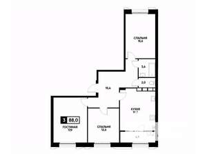 3-к квартира, вторичка, 88м2, 18/18 этаж