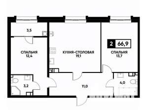 1-к квартира, вторичка, 67м2, 3/16 этаж