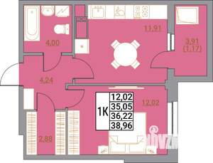 1-к квартира, вторичка, 39м2, 10/21 этаж