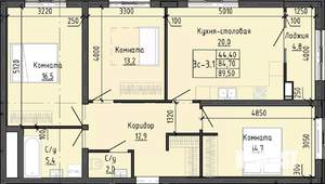 3-к квартира, вторичка, 90м2, 11/25 этаж