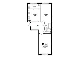 2-к квартира, вторичка, 61м2, 11/24 этаж