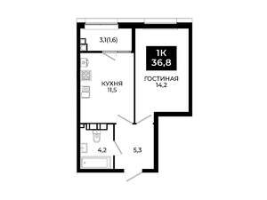 1-к квартира, вторичка, 37м2, 3/24 этаж