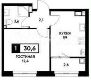 1-к квартира, вторичка, 31м2, 6/16 этаж