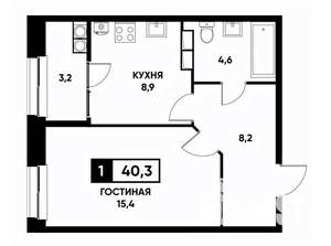 1-к квартира, вторичка, 40м2, 17/20 этаж