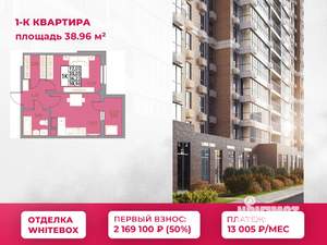1-к квартира, вторичка, 39м2, 4/21 этаж