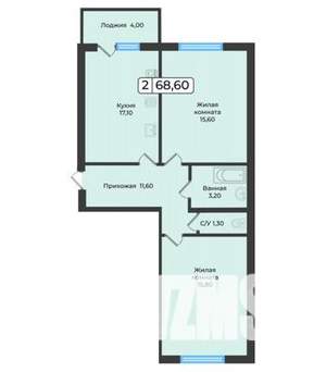 2-к квартира, вторичка, 69м2, 5/6 этаж