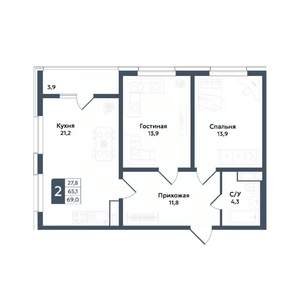 2-к квартира, вторичка, 69м2, 11/20 этаж