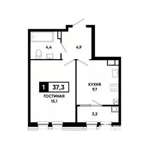 1-к квартира, вторичка, 37м2, 11/16 этаж