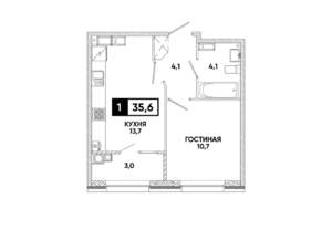 1-к квартира, вторичка, 36м2, 15/16 этаж