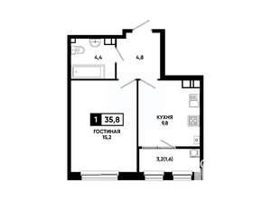 1-к квартира, вторичка, 36м2, 11/24 этаж