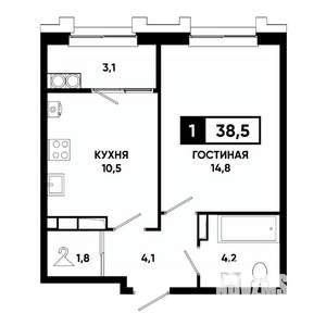 1-к квартира, вторичка, 39м2, 21/21 этаж