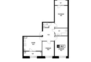 3-к квартира, вторичка, 89м2, 4/22 этаж