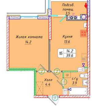 Студия квартира, вторичка, 40м2, 6/21 этаж