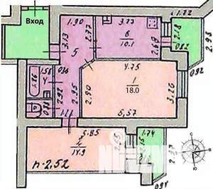 2-к квартира, вторичка, 63м2, 10/12 этаж