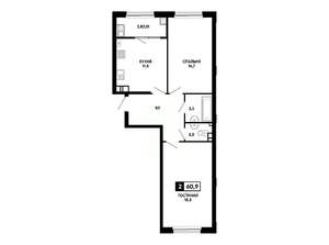 2-к квартира, вторичка, 61м2, 10/24 этаж