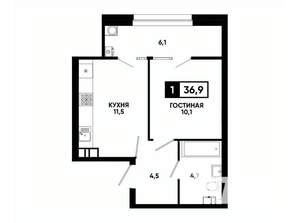 1-к квартира, вторичка, 37м2, 5/16 этаж