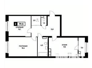 2-к квартира, вторичка, 80м2, 18/20 этаж