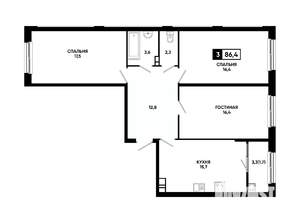 3-к квартира, вторичка, 86м2, 11/14 этаж