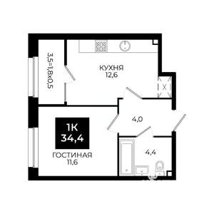 1-к квартира, вторичка, 34м2, 2/24 этаж