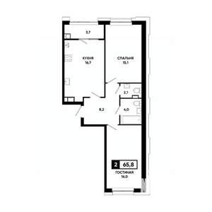 2-к квартира, вторичка, 66м2, 10/20 этаж