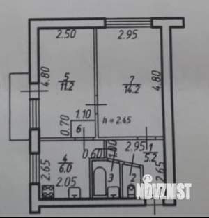 2-к квартира, вторичка, 42м2, 2/5 этаж