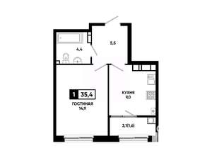 1-к квартира, вторичка, 35м2, 12/24 этаж