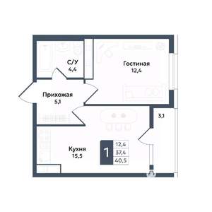1-к квартира, вторичка, 41м2, 9/20 этаж