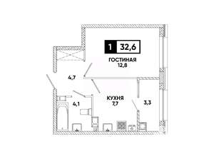 1-к квартира, вторичка, 33м2, 8/8 этаж