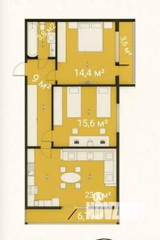 2-к квартира, вторичка, 77м2, 9/11 этаж