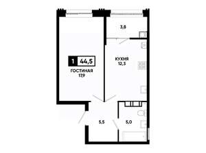 1-к квартира, вторичка, 45м2, 5/24 этаж