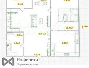 2-к квартира, вторичка, 83м2, 7/12 этаж