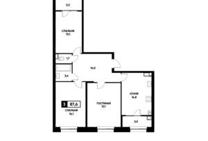 3-к квартира, вторичка, 88м2, 11/22 этаж