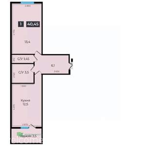 1-к квартира, вторичка, 41м2, 3/17 этаж