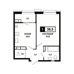 1-к квартира, вторичка, 39м2, 20/20 этаж
