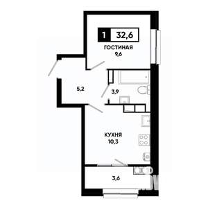 1-к квартира, строящийся дом, 33м2, 19/19 этаж