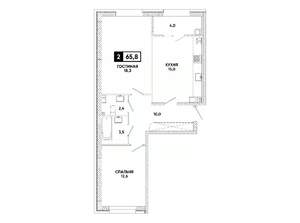 2-к квартира, вторичка, 66м2, 11/12 этаж