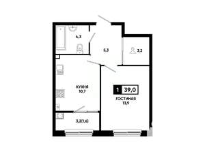 1-к квартира, вторичка, 39м2, 2/24 этаж