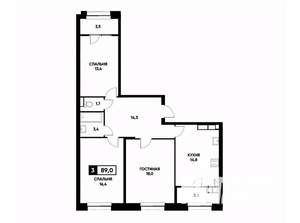 3-к квартира, вторичка, 89м2, 20/22 этаж