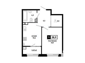 1-к квартира, вторичка, 39м2, 11/24 этаж