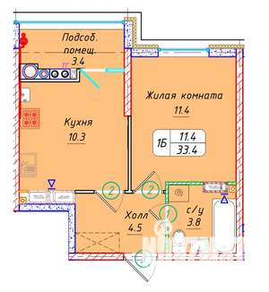 1-к квартира, вторичка, 33м2, 22/22 этаж
