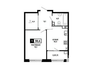 1-к квартира, вторичка, 39м2, 9/24 этаж