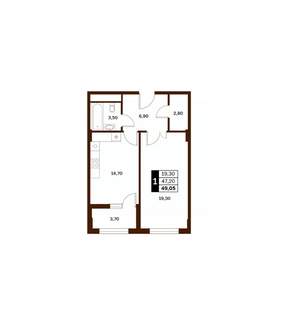 1-к квартира, вторичка, 49м2, 12/14 этаж