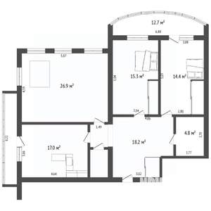 3-к квартира, вторичка, 98м2, 3/9 этаж